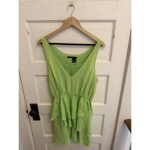 Jay Godfrey Women's Green Silk Sleeveless Tiered Mini Dress Size 6 $299